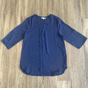 Navy 3/4 Sleeve Blouse - M